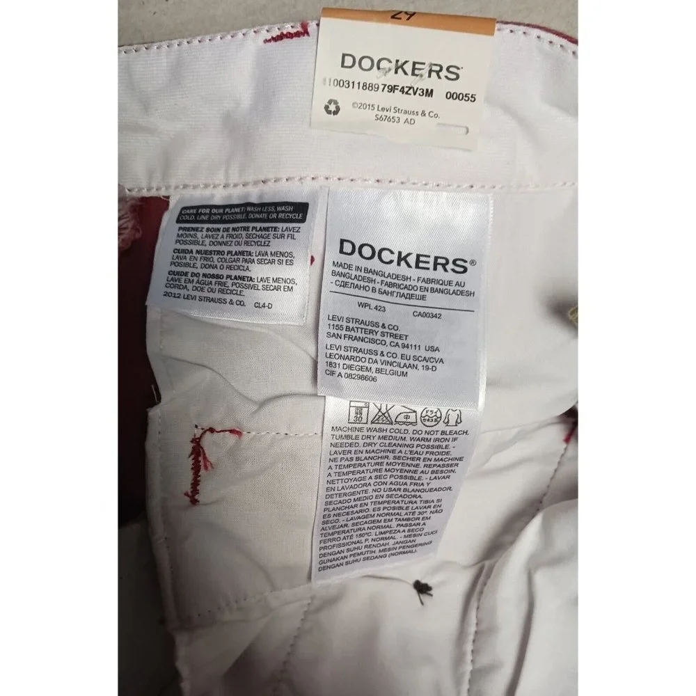 Dockers Men's Perfect Classic Fit Shorts Bank Red Size 29 New